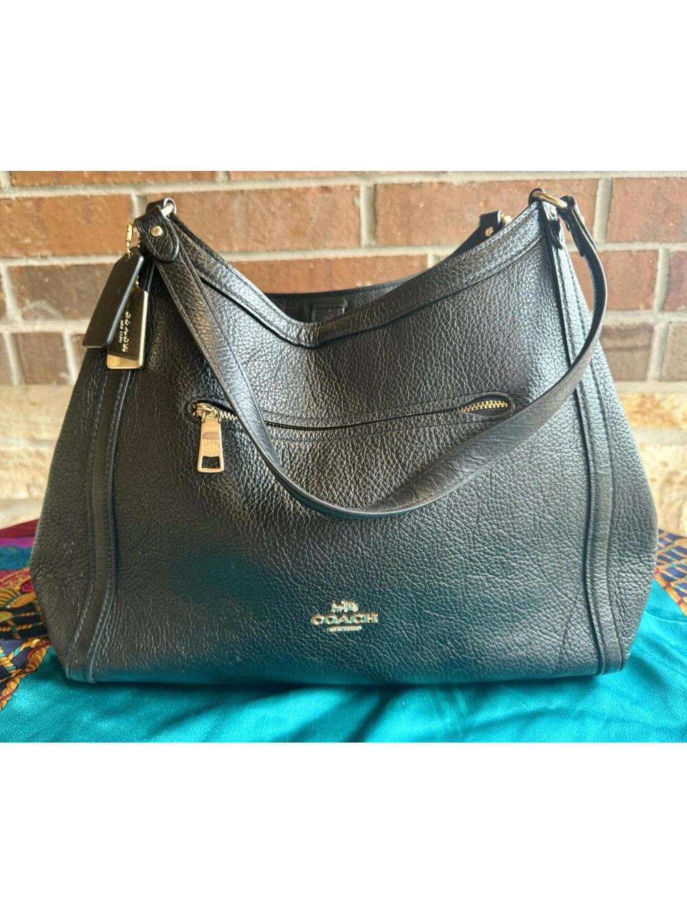 ✨👜 Coach Kristy Shoulder Bag Black Refined Pebble Leather C6231 Excellent Cond. - Picture 9 of 15